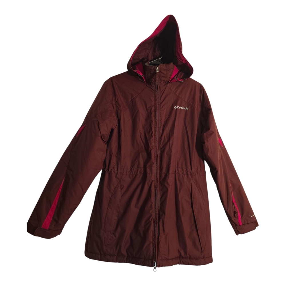 Columbia Women's Burgundy Jacket with Pink Accents, Preowned